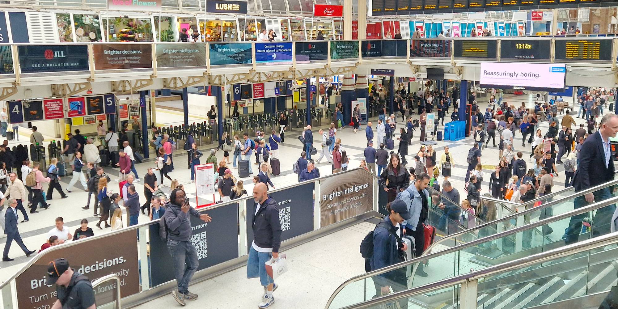 Commuters crossing the concourse at Liverpool Street station in the morning rush